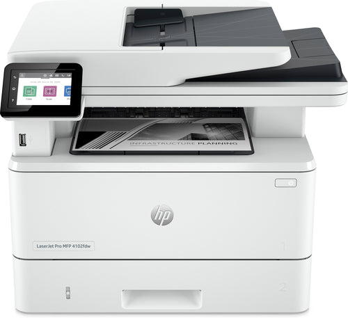 HP LaserJet Pro MFP 4102dw Printer, Black and white, Printer for Small medium business, Print, copy, scan, Wireless; Instant Ink eligible; Print from phone or tablet; Automatic document feeder HP LaserJet Pro MFP 4102dw Printer, Black and white, Printer for Small medium business, Print, copy, scan, Wireless; Instant Ink eligible; Print from phone or tablet; Automatic document feeder